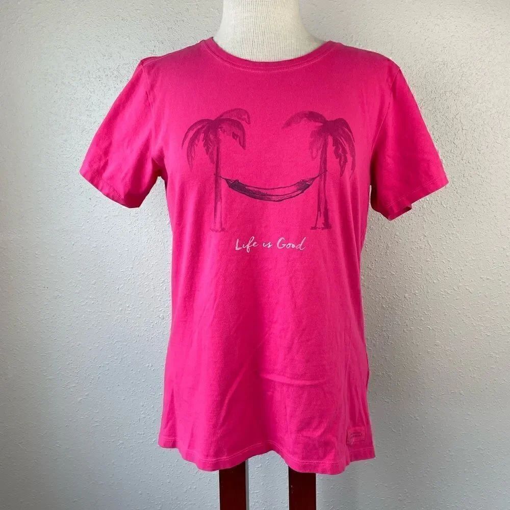 Life is Good Palm Tree and Hammock T-Shirt Size M EUC